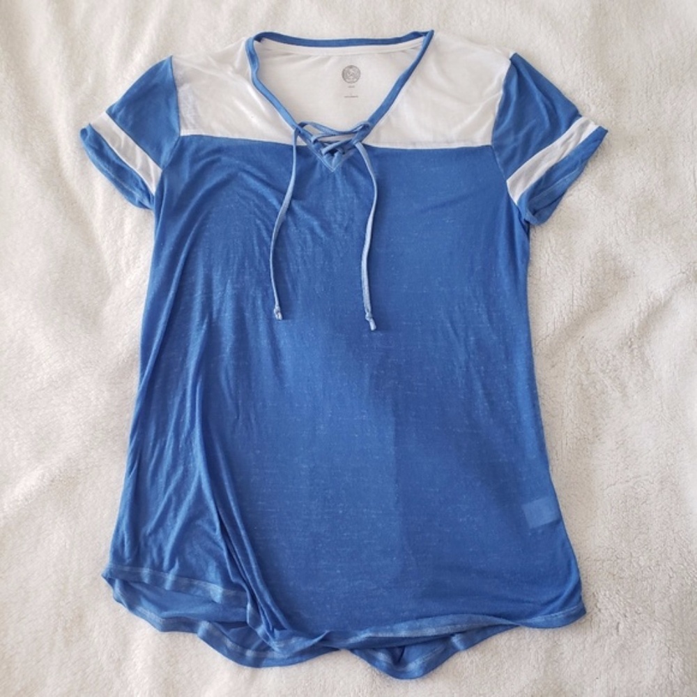 SO Relaxed Blue White Sheer Jersey Tee size L